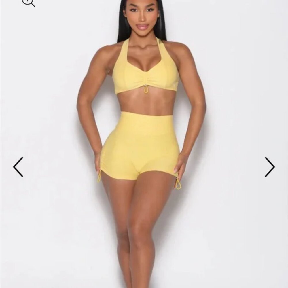 V Back Toggle Shorts Lemon